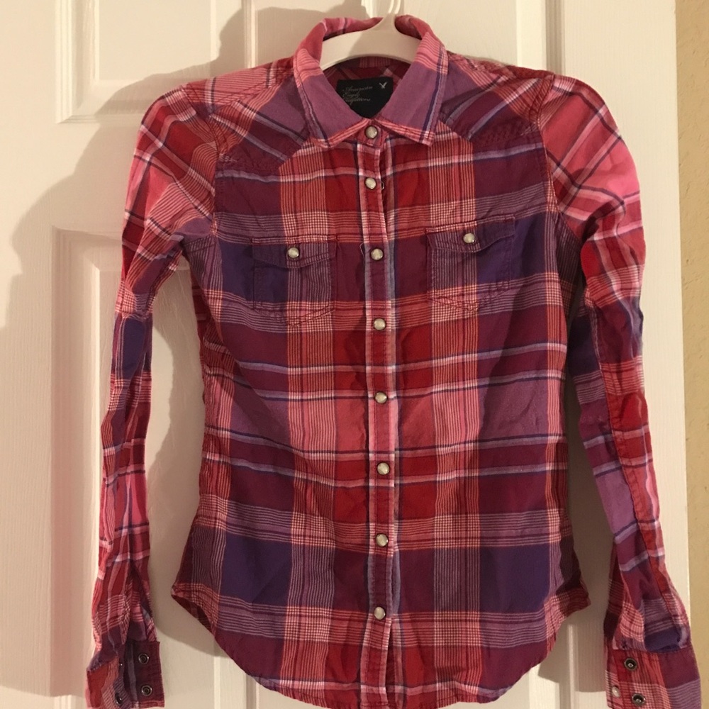 Girls Plad Button Down Short